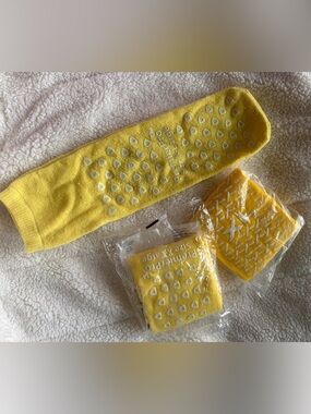 Yellow Non-Slip Grip Socks and Wristbands Set
